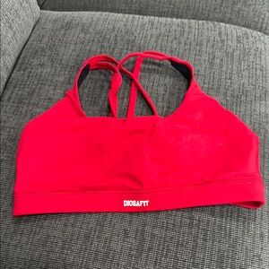 Red Strappy Sports Bra with Crisscross Design